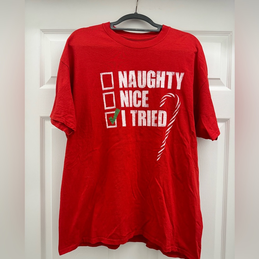 Men’s Christmas Shirt - Brisco- Naughty, Nice, I tried